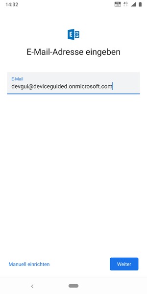 Geben Sie Ihre E-Mail-Adresse ein und wählen Sie Manuell einrichten