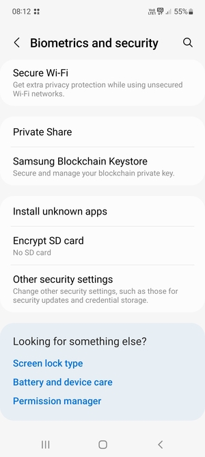 Scroll to and select Other security settings
