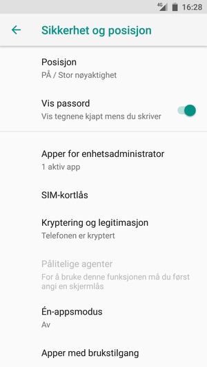 Bla til og velg SIM-kortlås