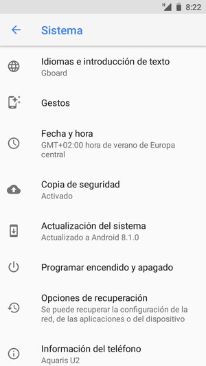 Seleccione Actualización del sistema