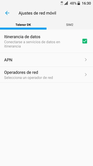 Activar o desactivar Itinerancia de datos