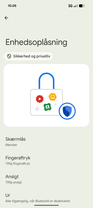 Din telefon er nu sikret med en skærmlås