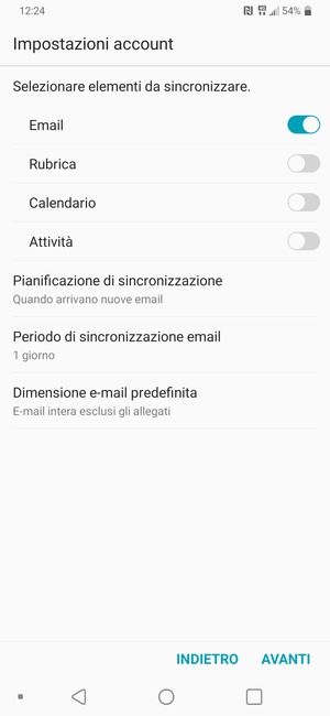 Seleziona AVANTI