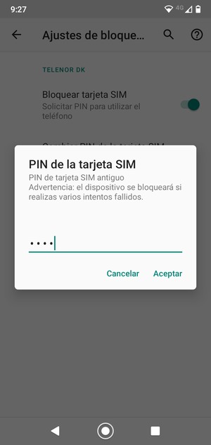 Enter  PIN de tarjeta SIM antiguo and select Aceptar