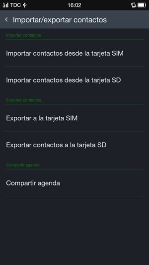 Seleccione Importar contactos desde la tarjeta SIM