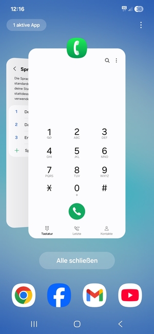 Wählen Sie Alle schließen, um alle laufende Apps zu schließen