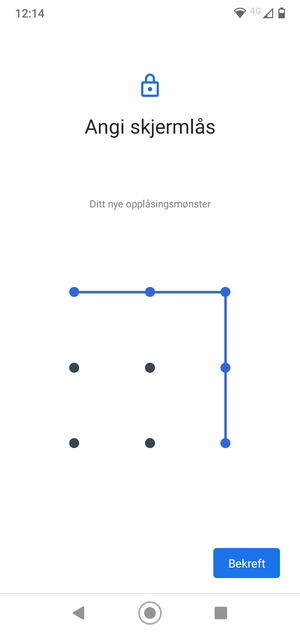 Tegn opplåsingsmønsteret igjen og velg Bekreft