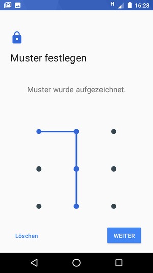 Zeichnen Sie ein Entsperrmuster und wählen Sie WEITER