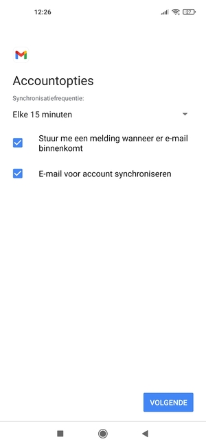 Selecteer VOLGENDE