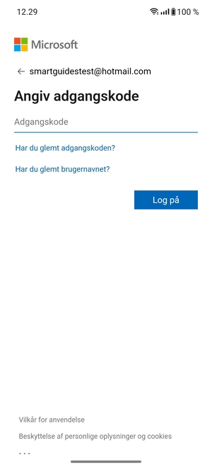 Indtast din adgangskode og vælg Log på