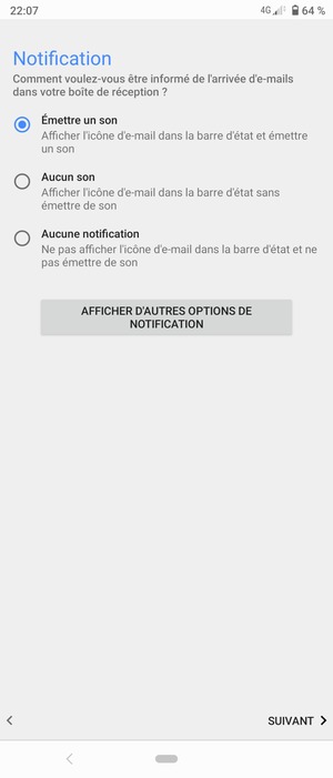 Sélectionnez votre option préférée et sélectionnez SUIVANT