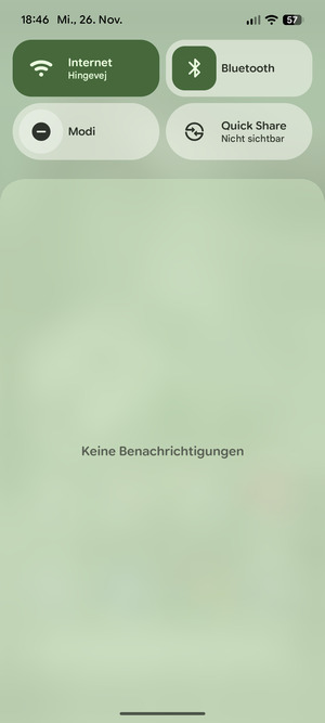 Ziehen Sie erneut das obere Menü nach unten