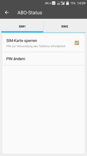 Wählen Sie SIM1 oder SIM2 und wählen Sie PIN ändern