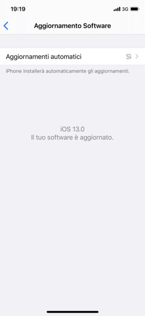 Se il tuo iPhone è aggiornato, vedrai la schermata seguente.