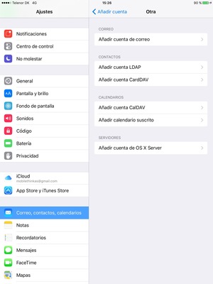 Seleccione Añadir cuenta de correo