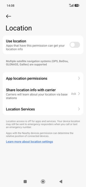 Turn off Use location