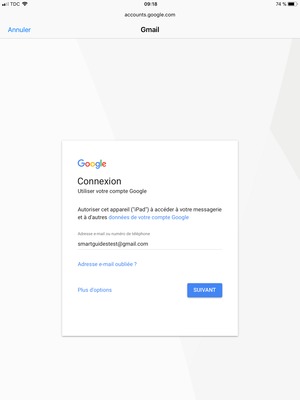 Saisissez votre Adresse e-mail et sélectionnez SUIVANT