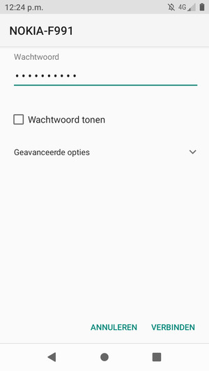Voer het WiFi-wachtwoord in en selecteer VERBINDEN