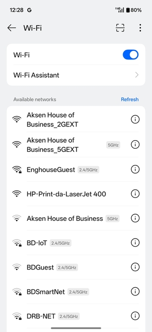 Select the wireless network you want to connect to