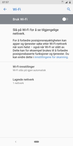 Slå på Bruk Wi-Fi