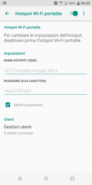 Il telefono è ora pronto per essere usato come modem