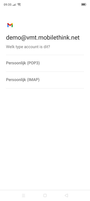 Selecteer Persoonlijk (POP3) of Persoonlijk (IMAP)