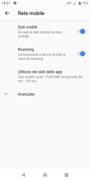 Attiva o disattiva Roaming