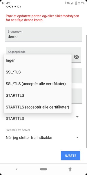 Vælg Ingen og NÆSTE