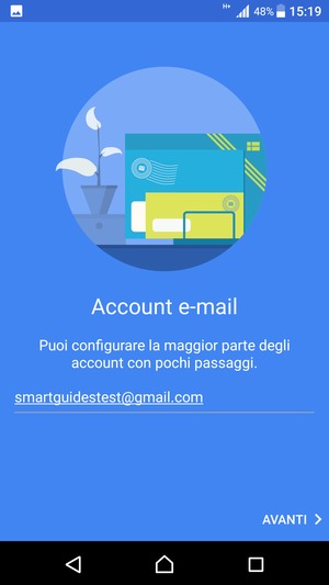 Inserisci il tuo indirizzo Gmail e seleziona AVANTI