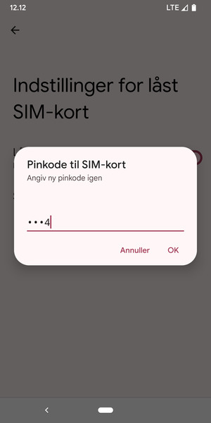 Bekræft din nye pinkode og vælg OK