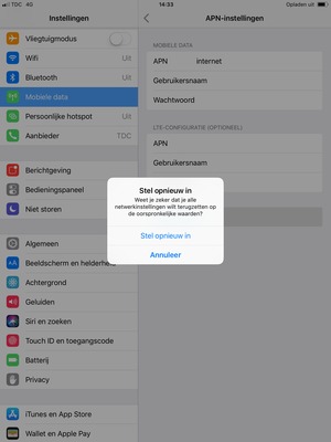 Selecteer Stel opnieuw in