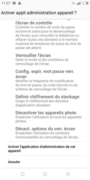 Faites défiler et sélectionnez Activer l'application d'administration de cet appareil