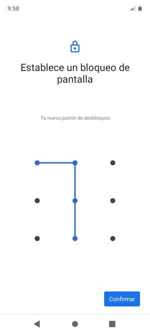 Dibuje de nuevo el patrón de desbloqueo y seleccione Confirmar