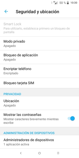 Para cambiar el PIN de la tarjeta SIM, desplácese y seleccione Bloqueo tarjeta SIM