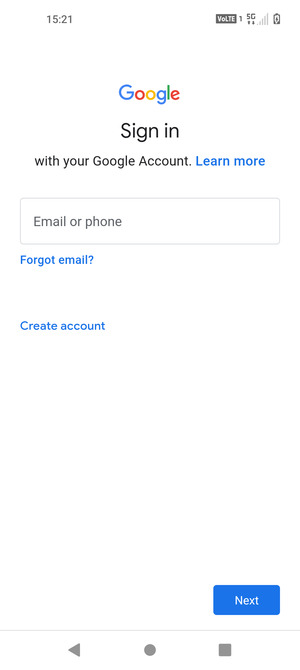 Enter your Gmail address and select Next