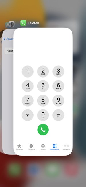 Apps nach oben streifen, um sie zu schliessen. Dies wird Batterie sparen.