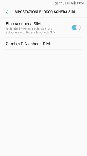 Seleziona Cambia PIN scheda SIM