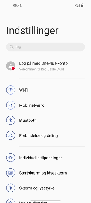 Vælg Forbindelse og deling