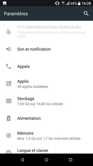 Faites défiler et sélectionnez Alimentation