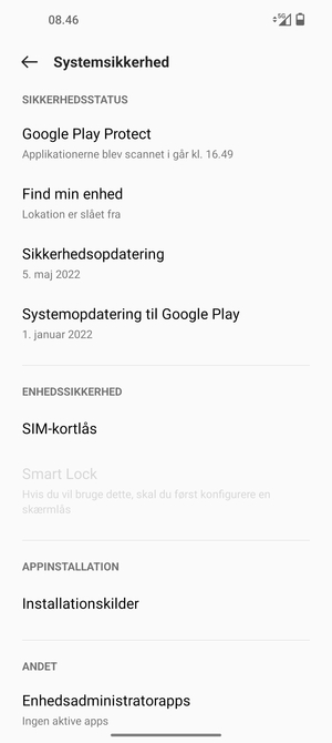 Vælg SIM-kortlås