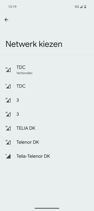 Selecteer een netwerkoperator uit de lijst
