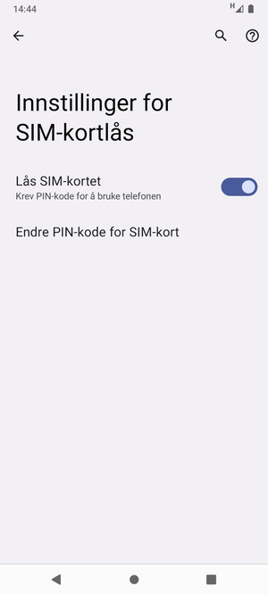 Velg Endre PIN-kode for SIM-kort