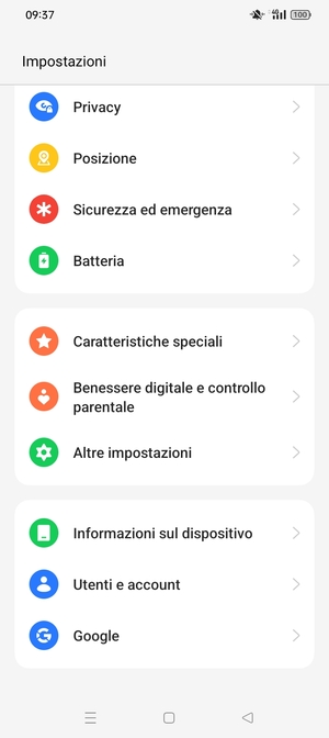 Scorri e seleziona Informazioni sul dispositivo