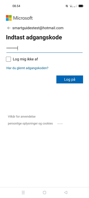 Indtast din adgangskode og vælg Log på