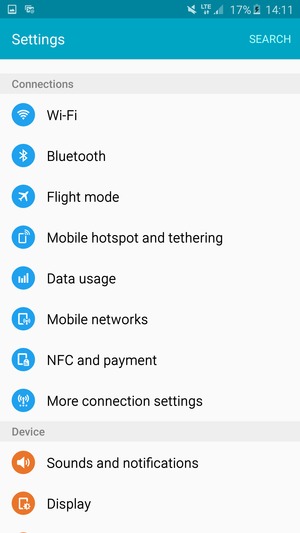 Scroll to and select Mobile networks