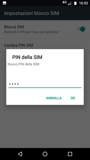 Inserisci Nuovo PIN della SIM e seleziona OK