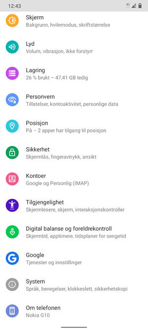 Bla til og velg Sikkerhet