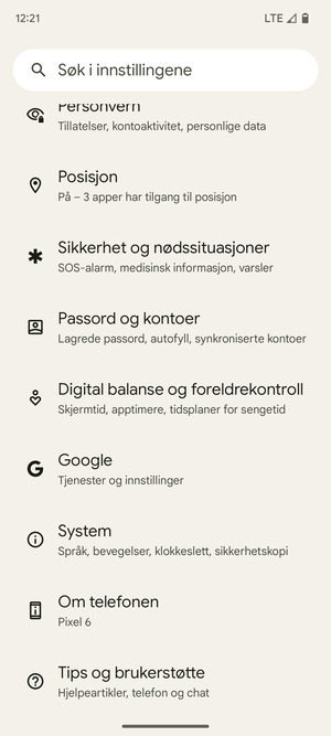 Bla til og velg System