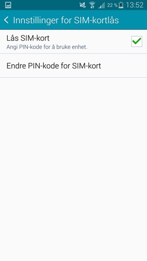 Velg Endre PIN-kode for SIM-kort
