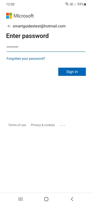 Enter your password and select Sign in